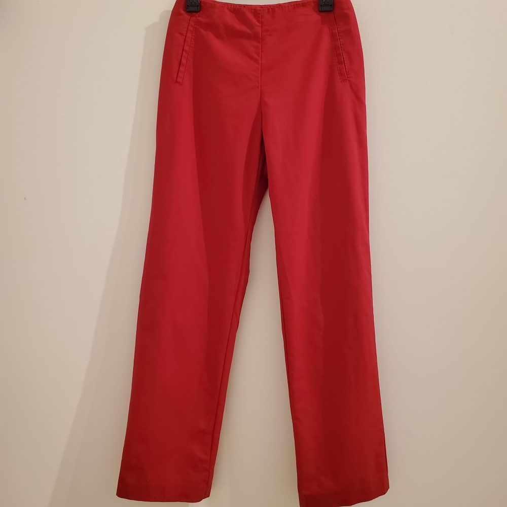 MaxMara Red Cotton Straight Leg Pants